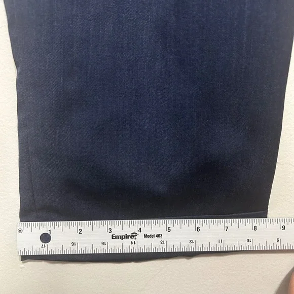 Jos A Bank Trousers Men 35x29 Navy Blue Pleated Cuffed Classic 100% Wool Slacks - Picture 7 of 11